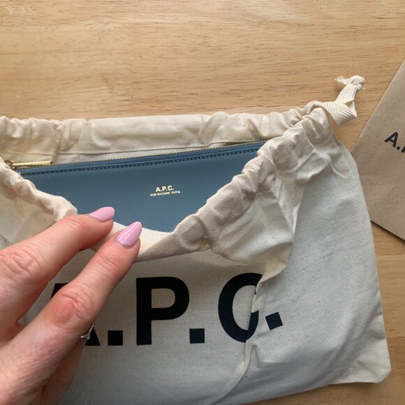 APC NWT Sarah Clutch Pouch Blue & Gold - Picture 6 of 9